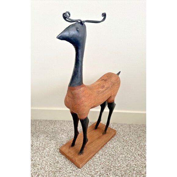Vintage Reindeer Handmade Metal and Wood Primitive Art Sculpture 22" Home Decor - Picture 4 of 10